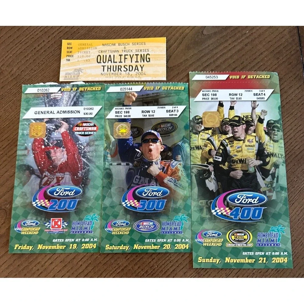 2004 NASCAR‎ Busch Series Ford 200 300 400 Craftsman Truck Series Ticket Stubs